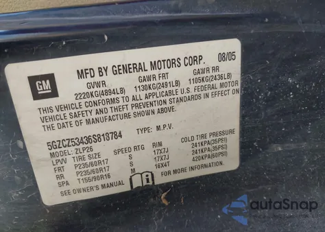 2006 Saturn Vue V6 from USA, damaged, VIN 5GZCZ53436S818784